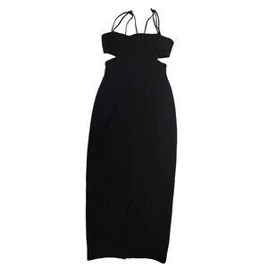 Tahari Cut Out Detail Slit Front Full Length Gown Black Size 6